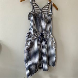 Vintage striped denim overalls